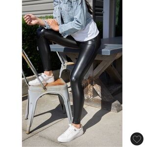 Spanx Black Faux Leather Leggings sz XL